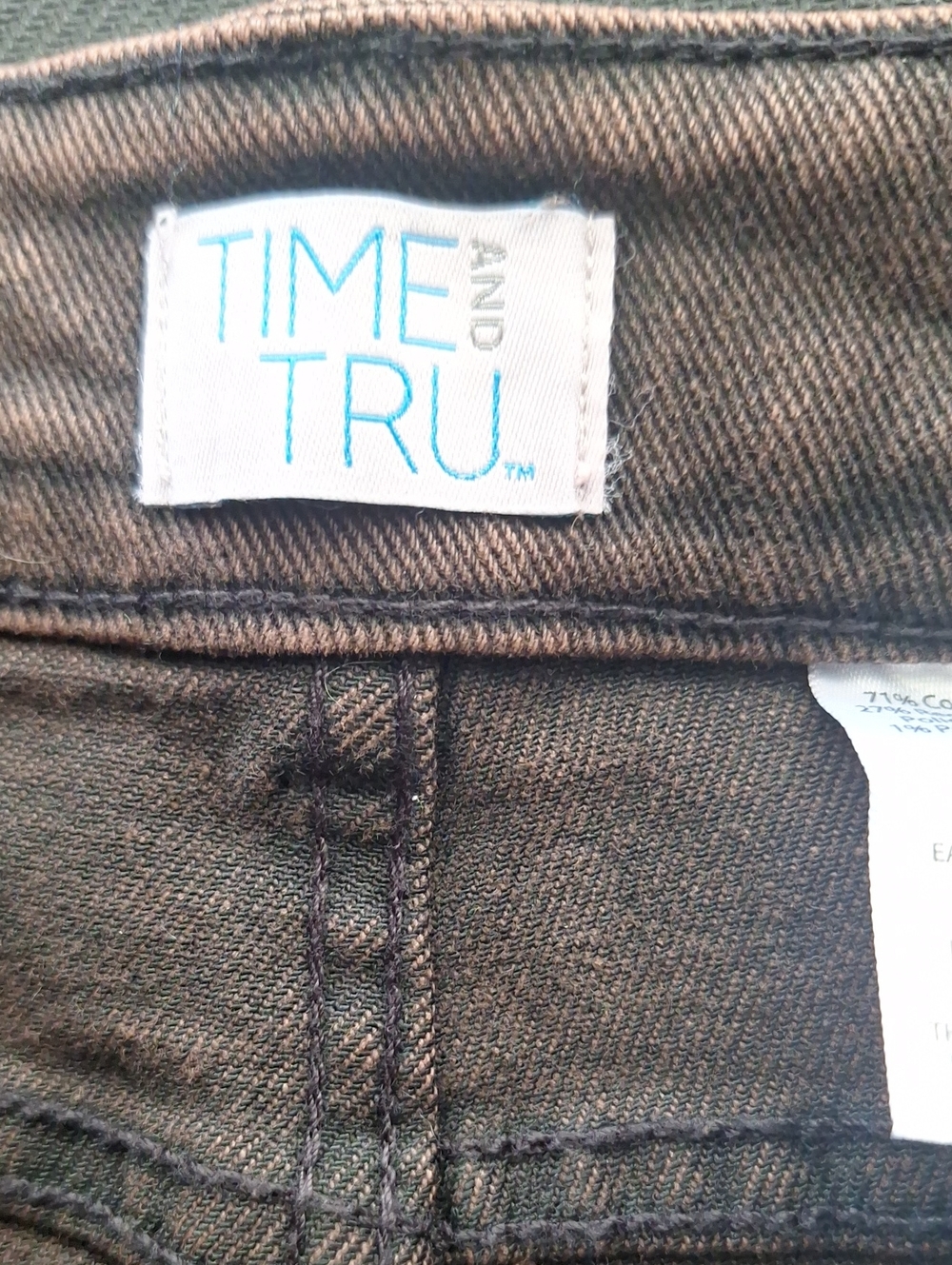 Time And Tru High Rise Barrel Brown Casual Jeans Size 18 - Picture 7 of 9